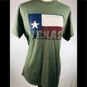 Texas Flag T shirt Medium Army green short sleeve